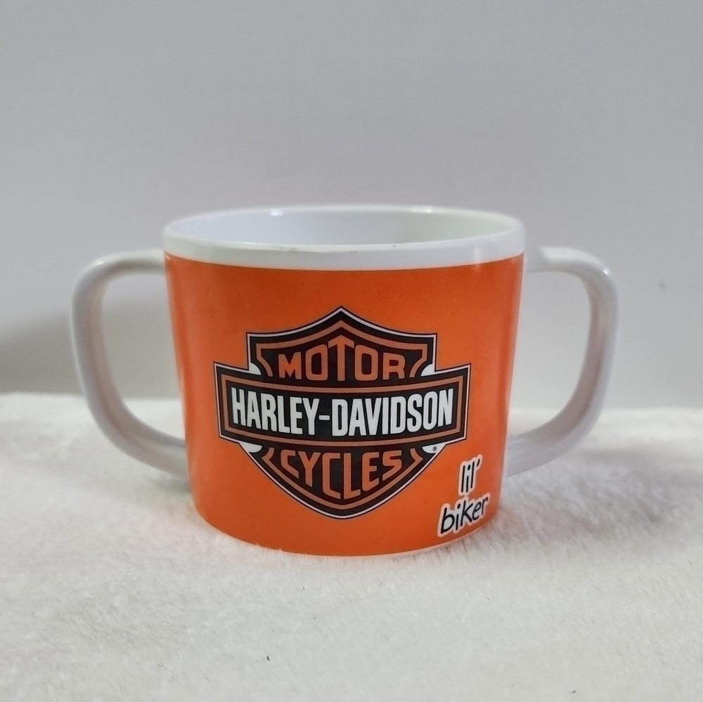 Harley Davidson H-D 2012 Orange White Black Lil' Biker 2 Handle Child Kids Cup